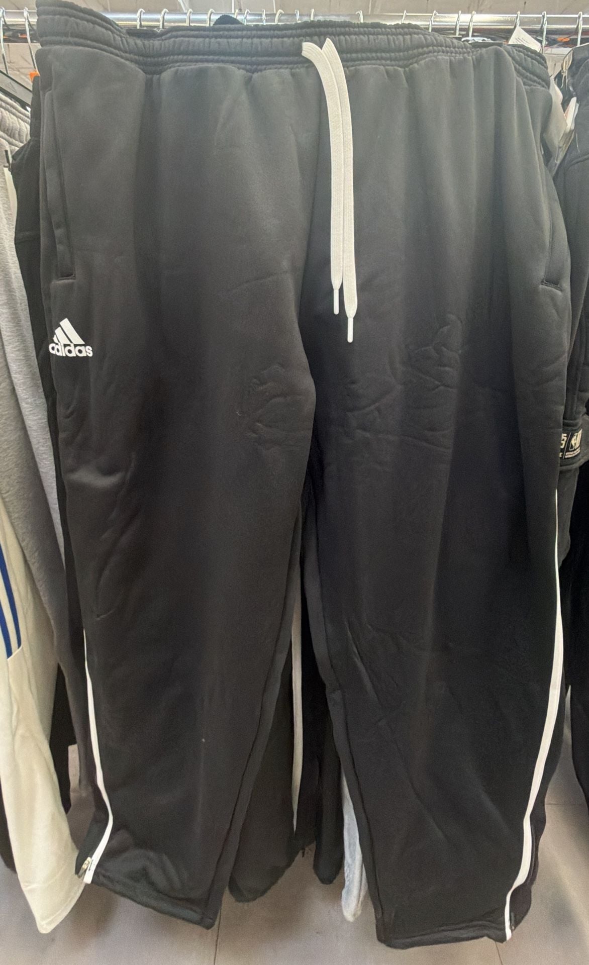 Adidas Black Track Pants with White Side Stripes 3