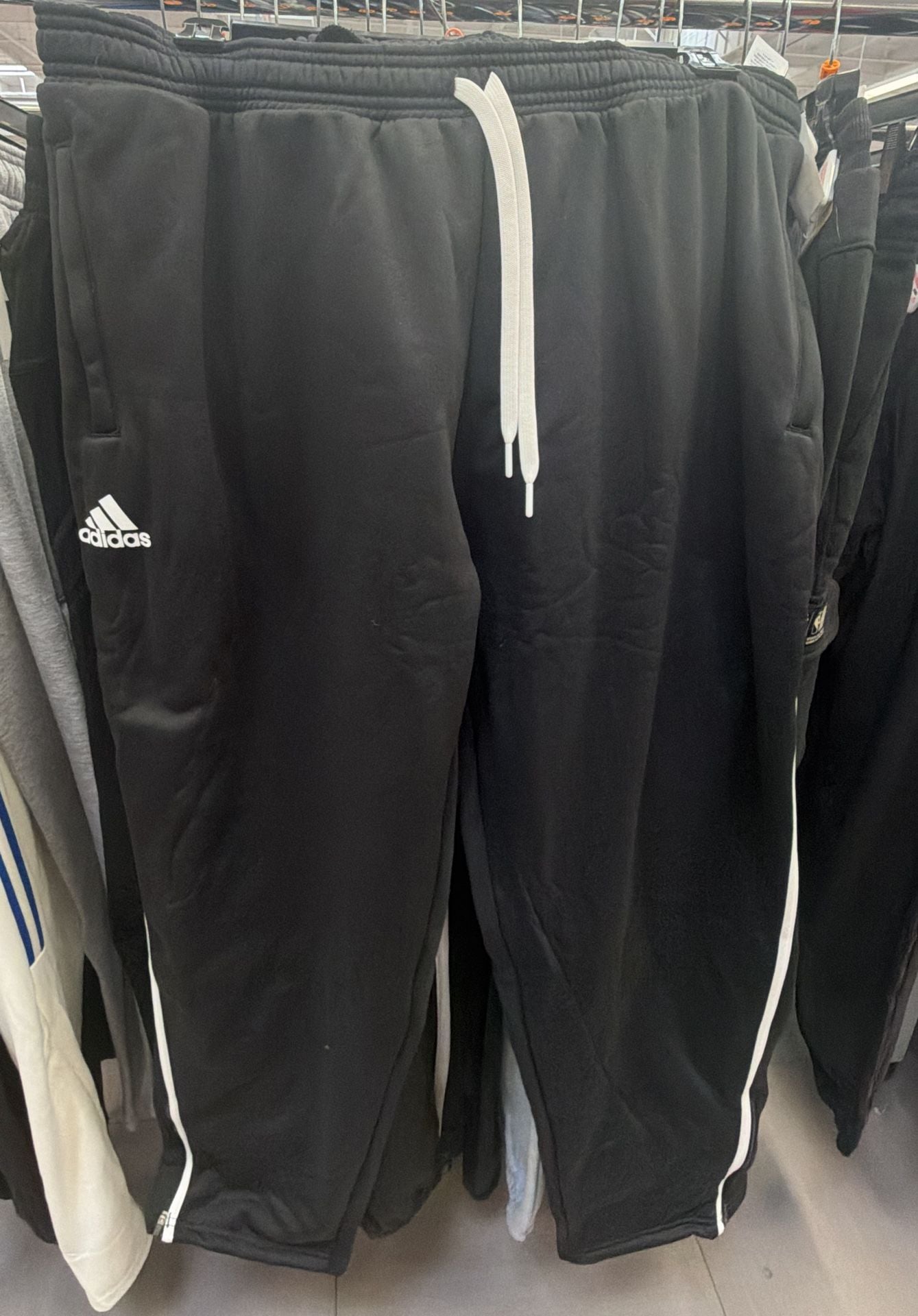 Adidas Black Track Pants with White Side Stripes 2