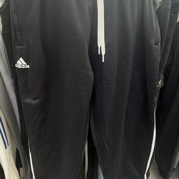Adidas Black Track Pants with White Side Stripes