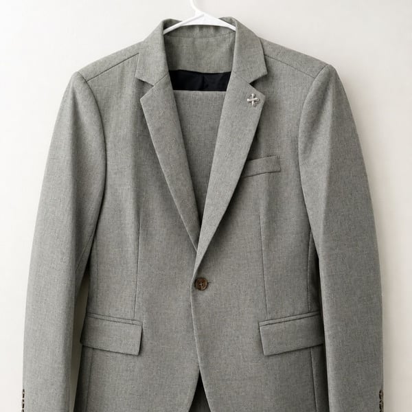 Grey Two-Piece Suit Blazer and Pants Set