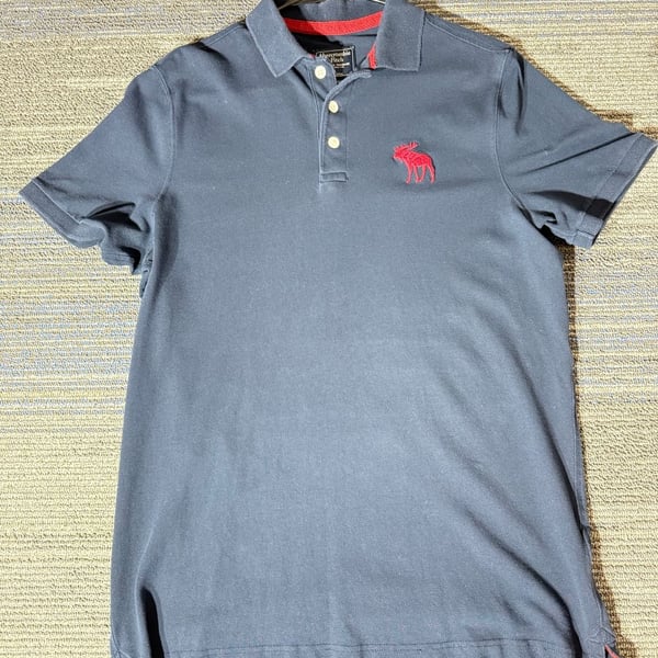 Abercrombie & Fitch Men's Navy Blue Polo Shirt