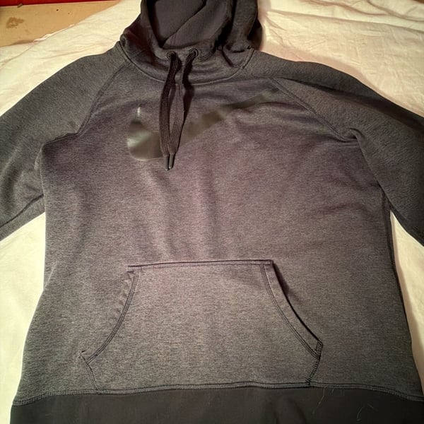 Nike Therma-Fit Big Swoosh Fleece Hoodie Sweater Women Size XL Grey 576936-032