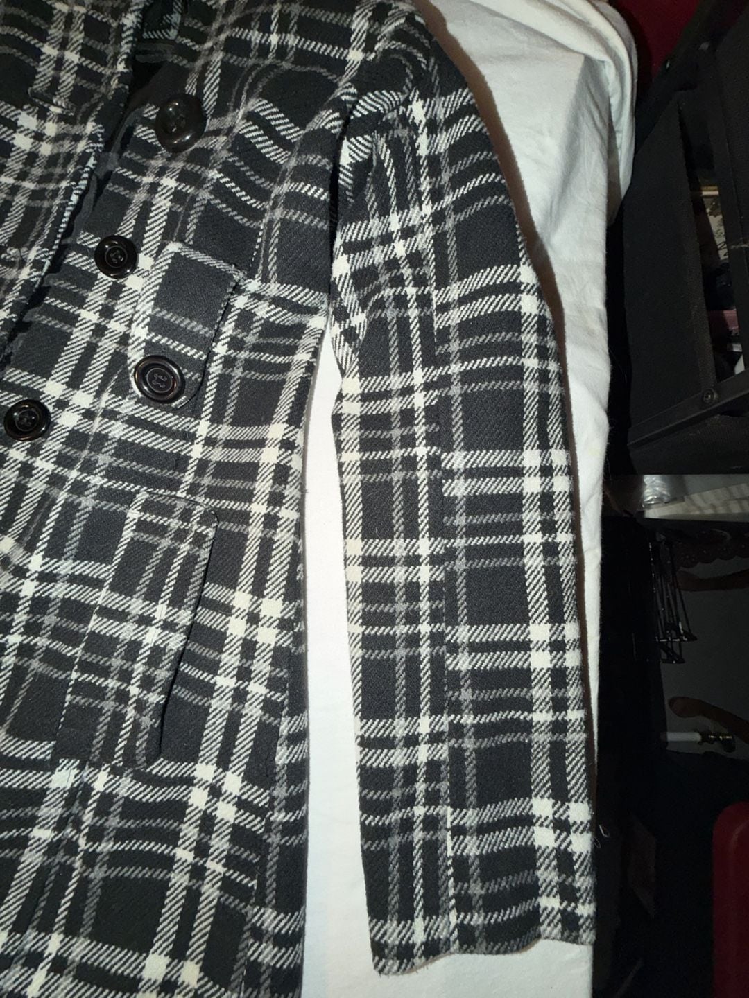 YOKI Women's Black and White Plaid Coat Size M 5
