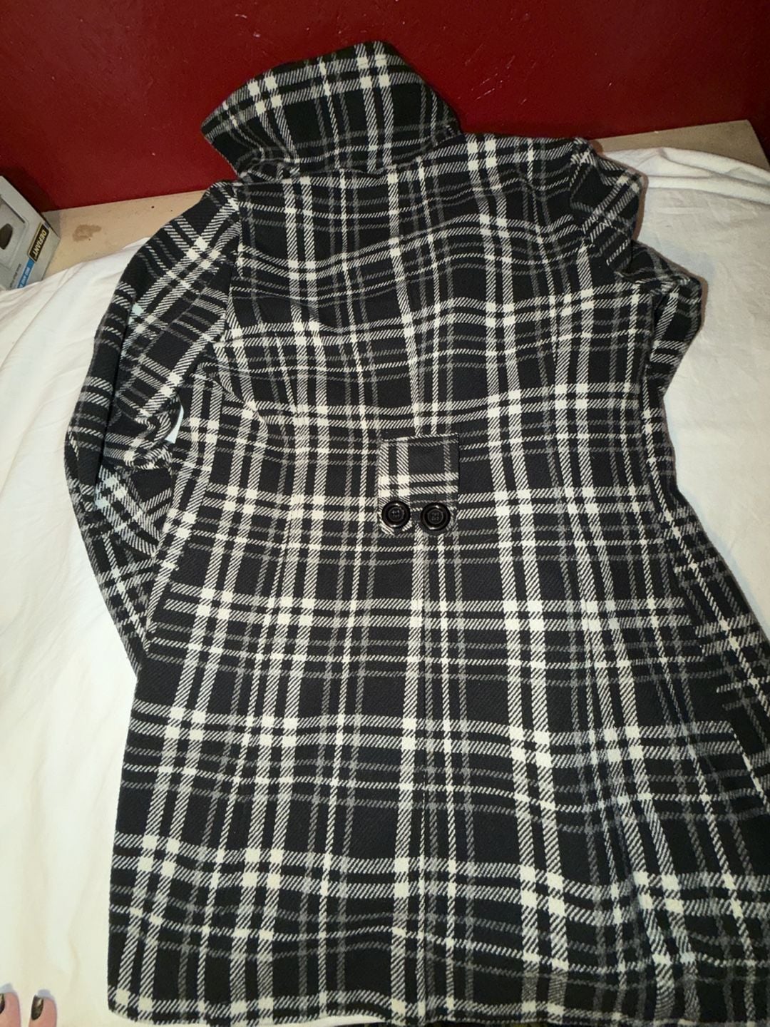 YOKI Women's Black and White Plaid Coat Size M 7