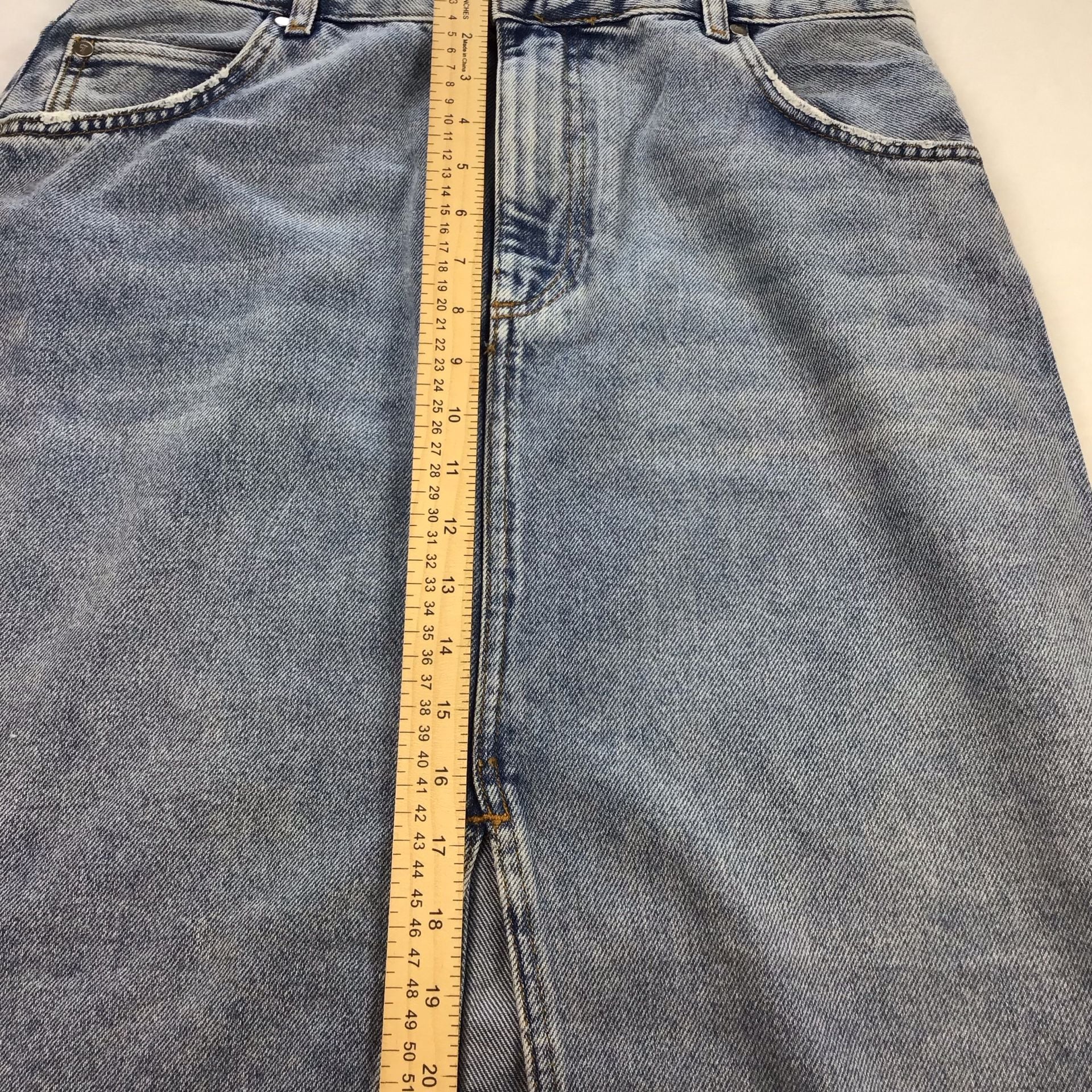 Anthropologie Pilcro Madi Front Slit Raw Hem Denim Maxi Skirt Size 10  7