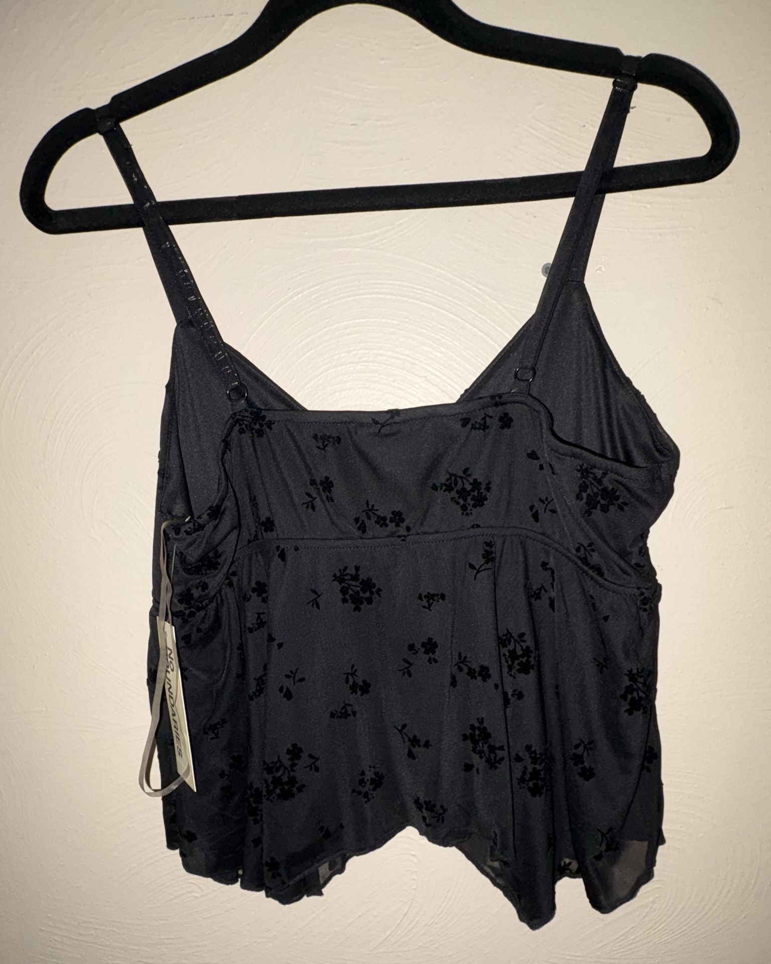 No Boundaries Black Floral Mesh Sharkbite Cami Tank Top 3