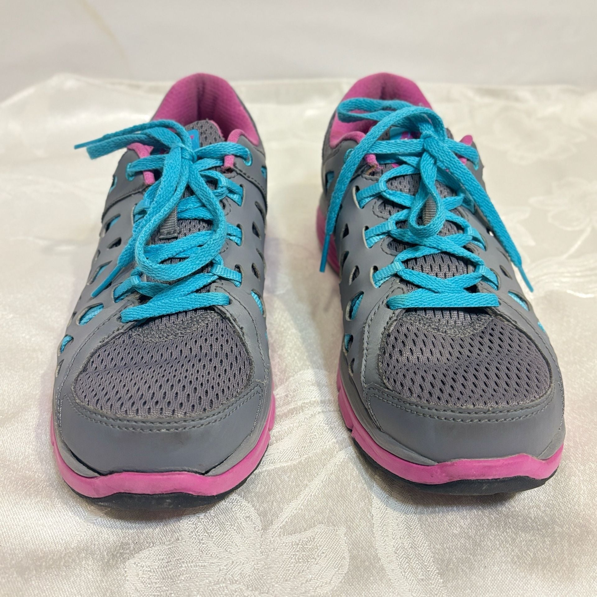 Nike Women's Dual Fusion Run 2 Gray Pink Blue Running Shoes Size 7.5 3