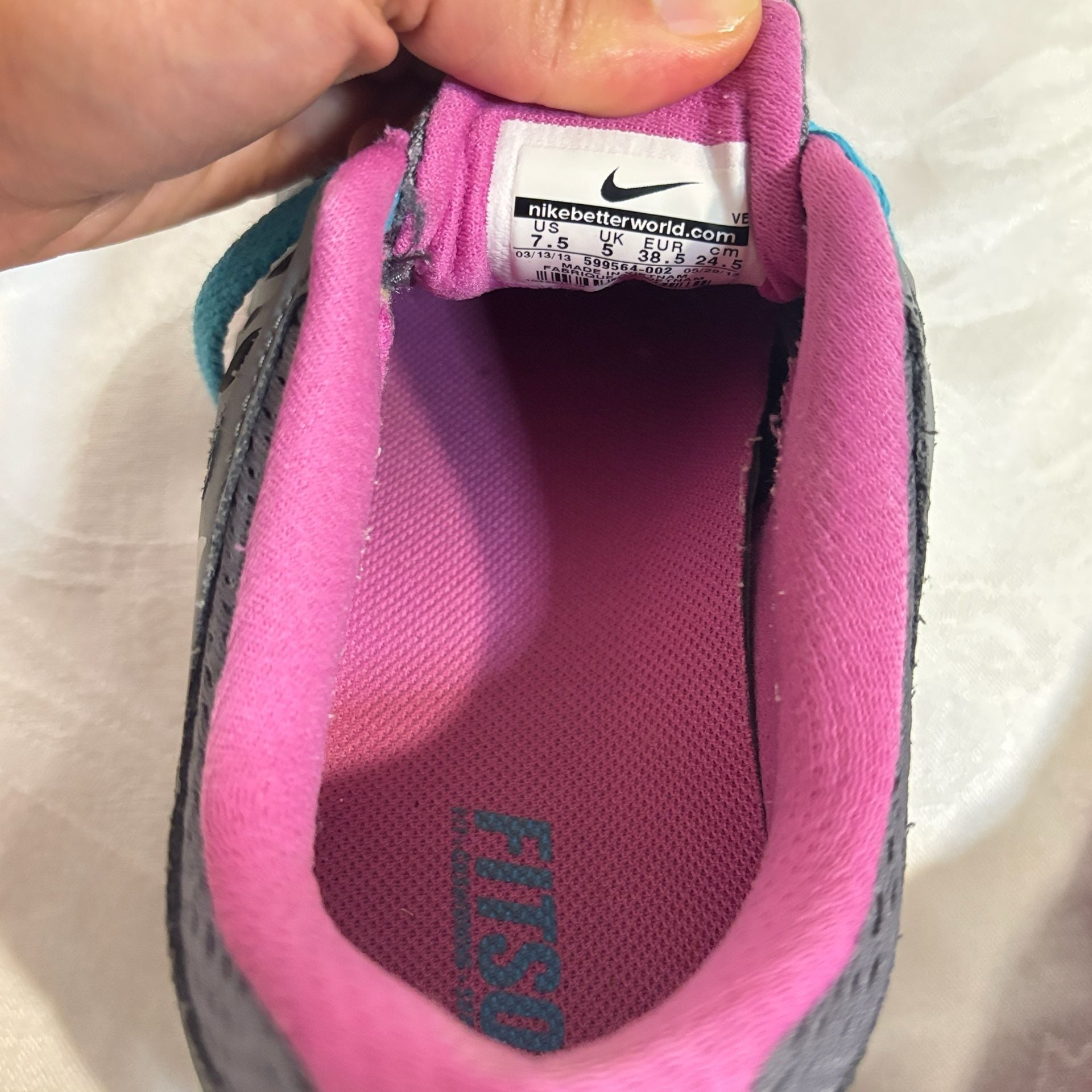 Nike Women's Dual Fusion Run 2 Gray Pink Blue Running Shoes Size 7.5 11