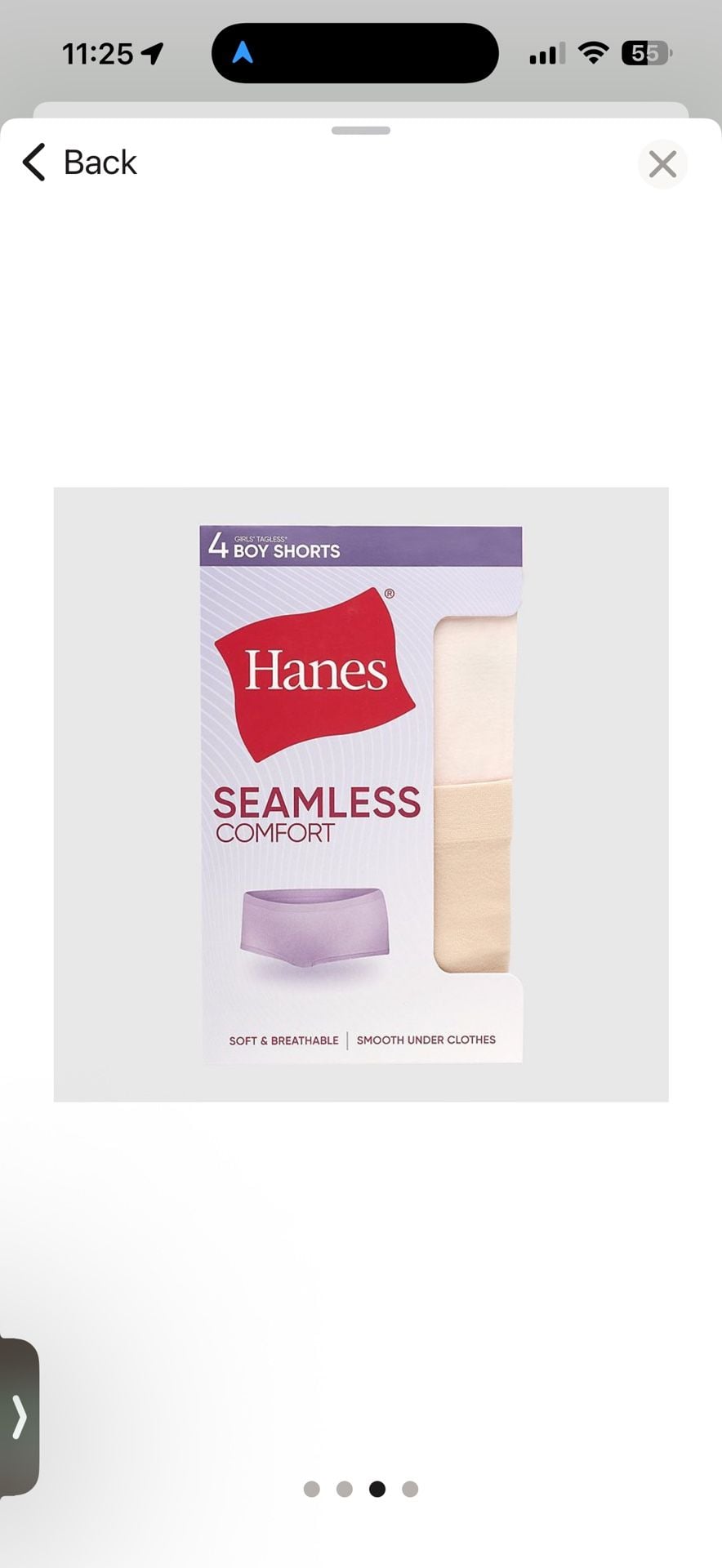 New Hanes Girls' Seamless Comfort 4-Pack Boyshort Underwear Sz L 10 -12 3