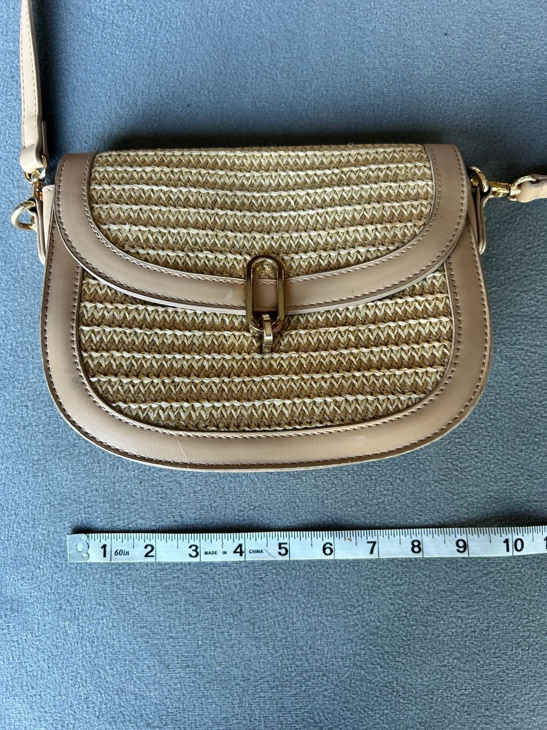 Miztique Woven Straw and Faux Leather Crossbody Bag X79 8