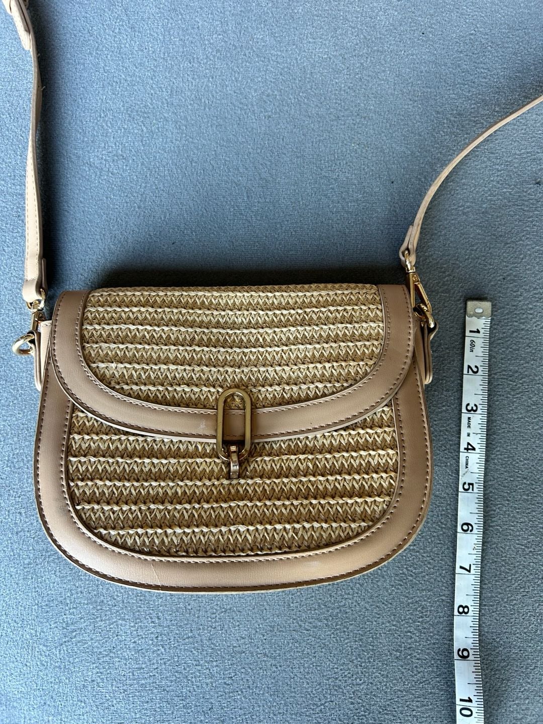 Miztique Woven Straw and Faux Leather Crossbody Bag X79 9