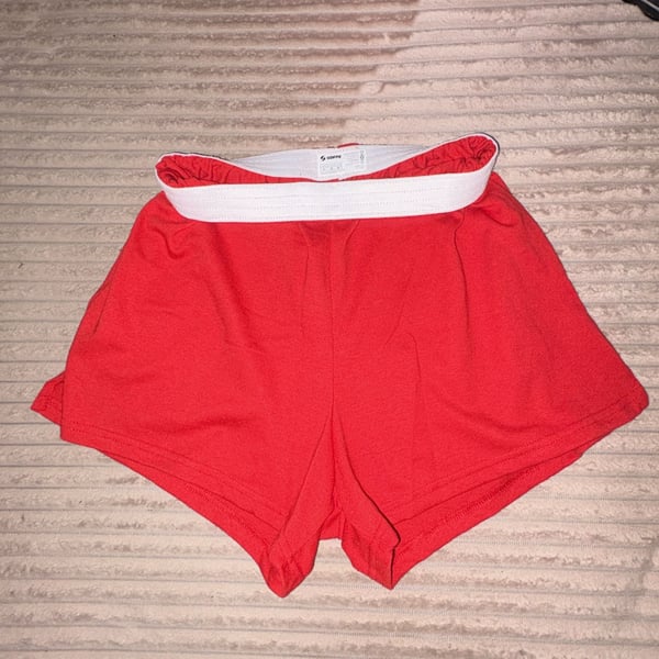 Soffe Red Authentic Cheer Shorts with White Elastic Waistband