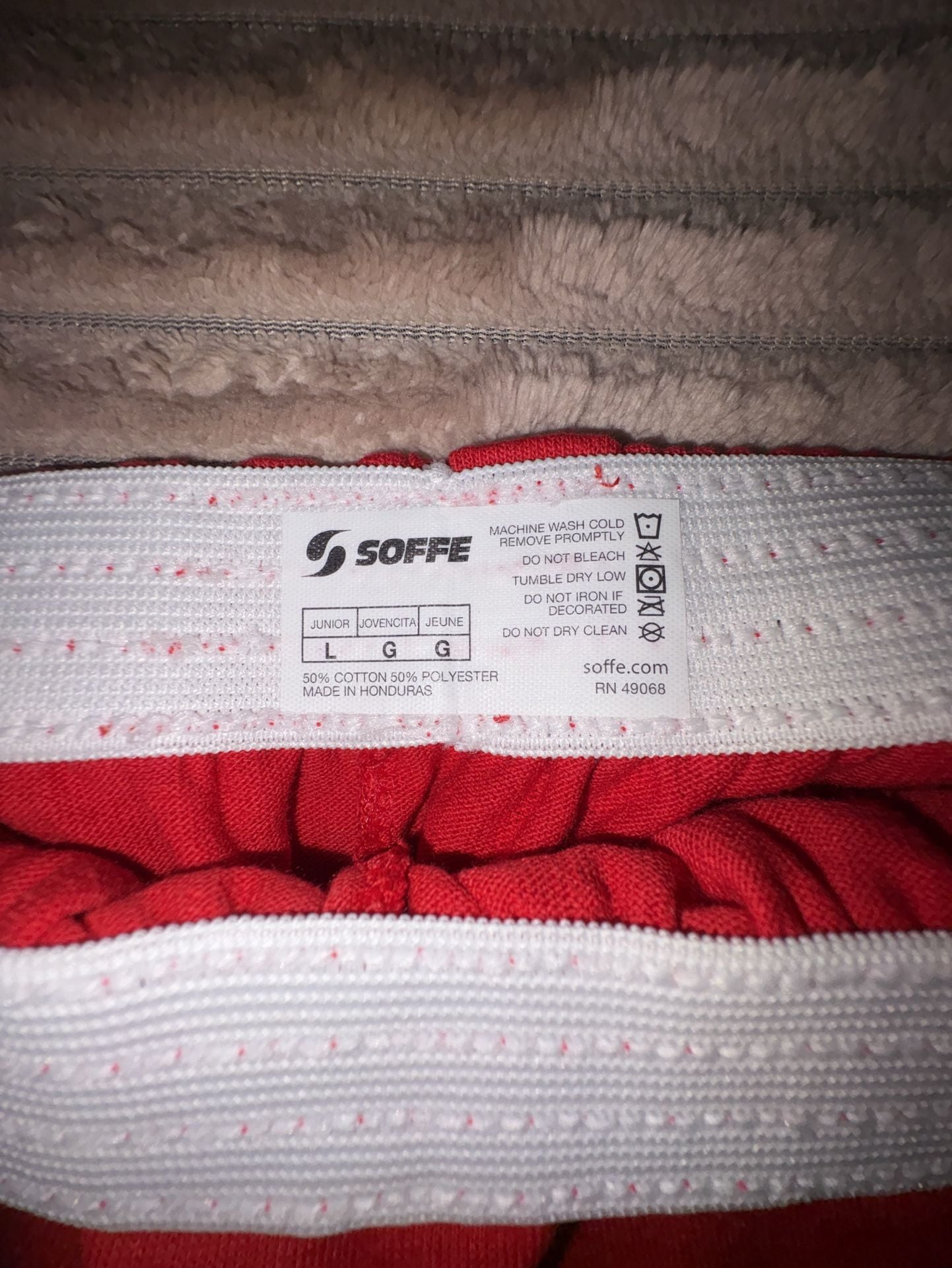 Soffe Red Authentic Cheer Shorts with White Elastic Waistband 3