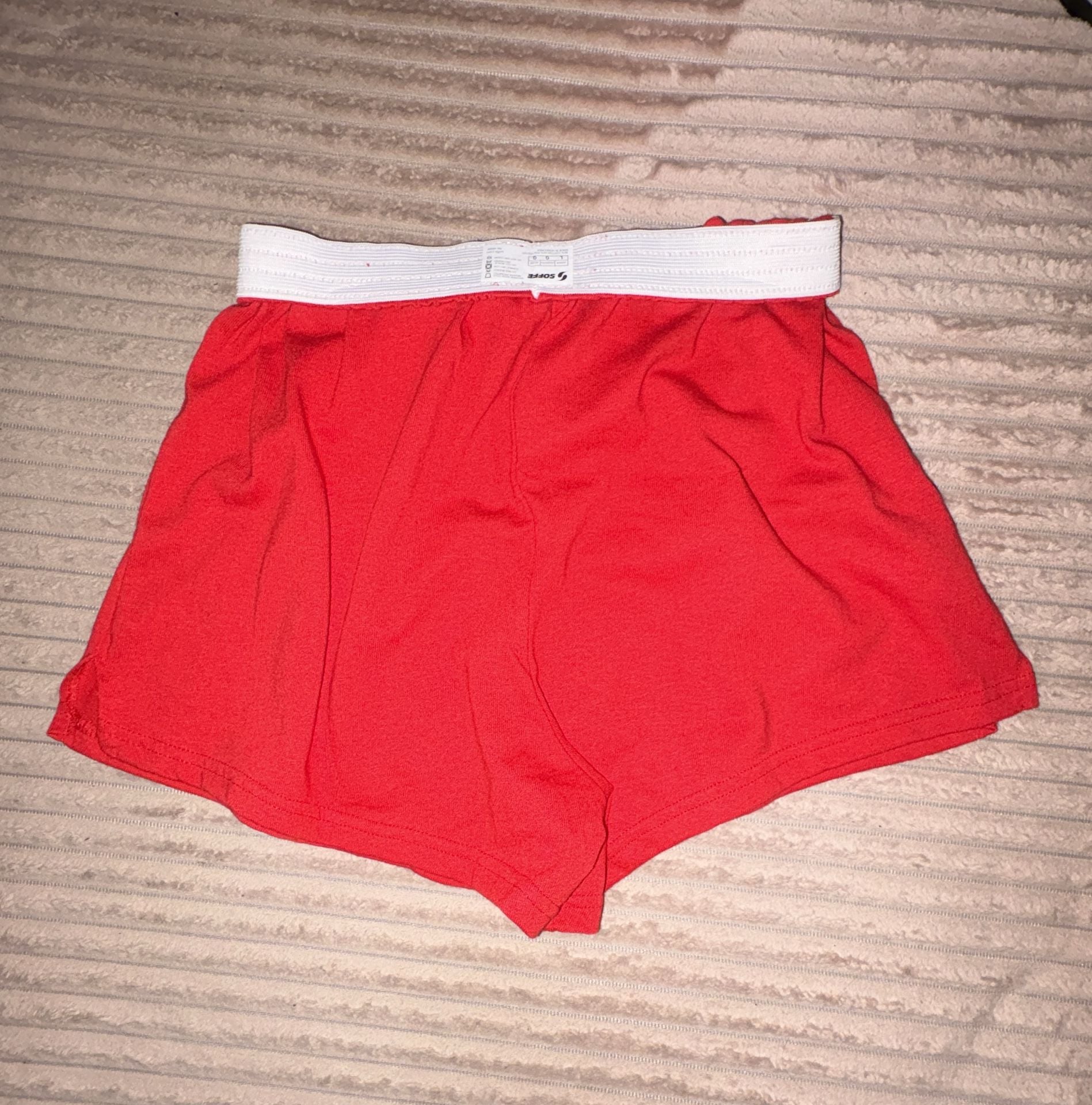 Soffe Red Authentic Cheer Shorts with White Elastic Waistband 5