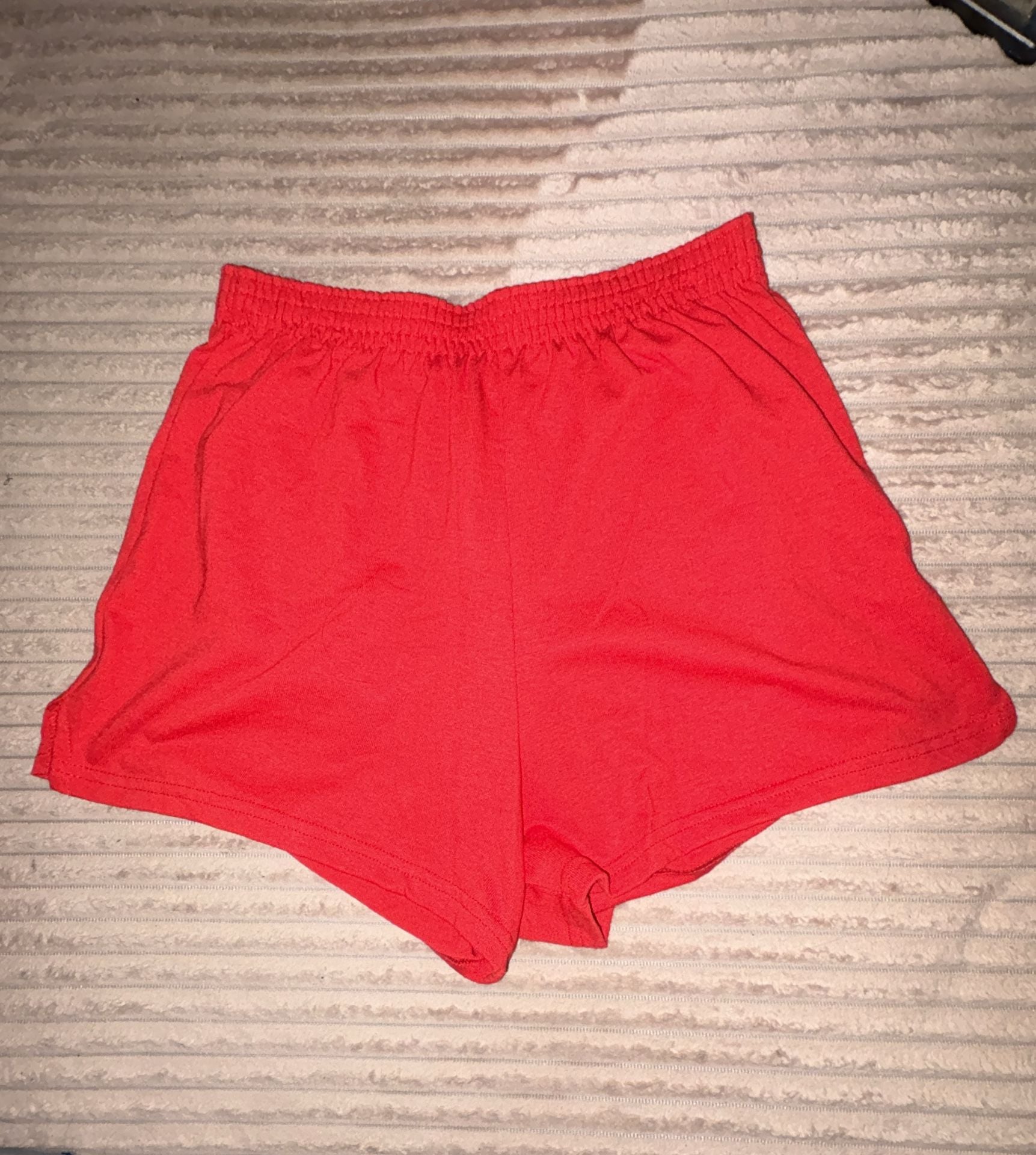 Soffe Red Authentic Cheer Shorts with White Elastic Waistband 4