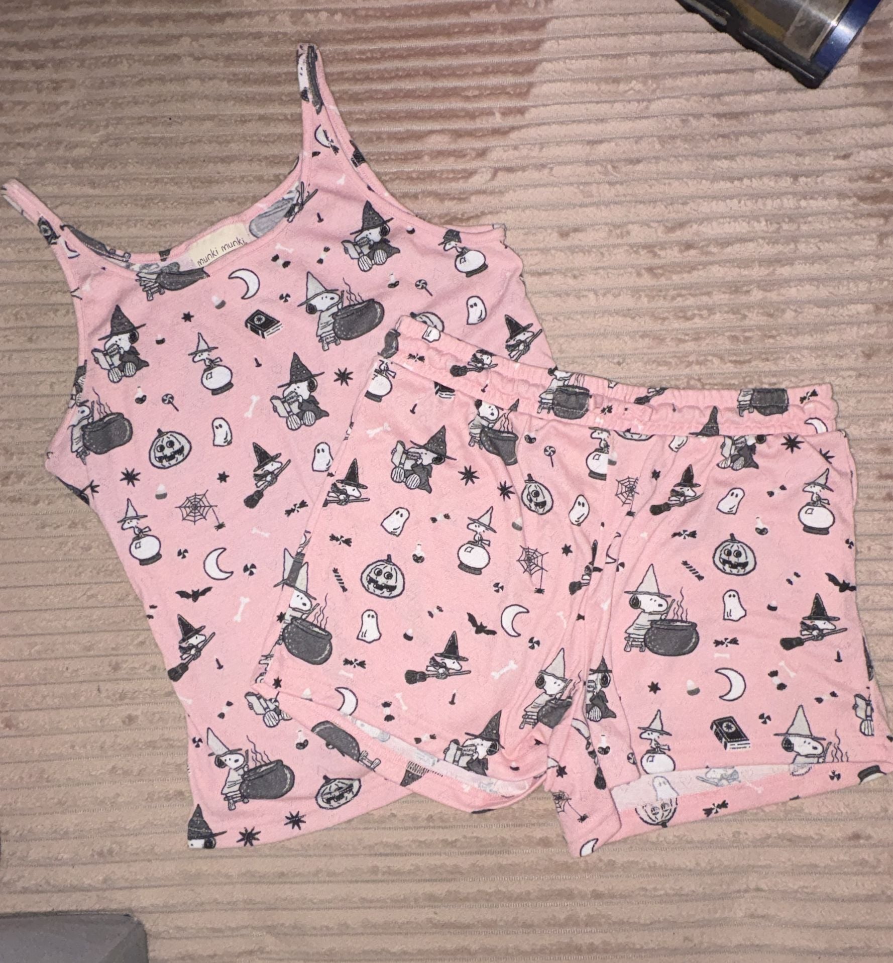 Munki Munki Peanuts Halloween Snoopy Pink Cami and Short Pajama Set Size M 1