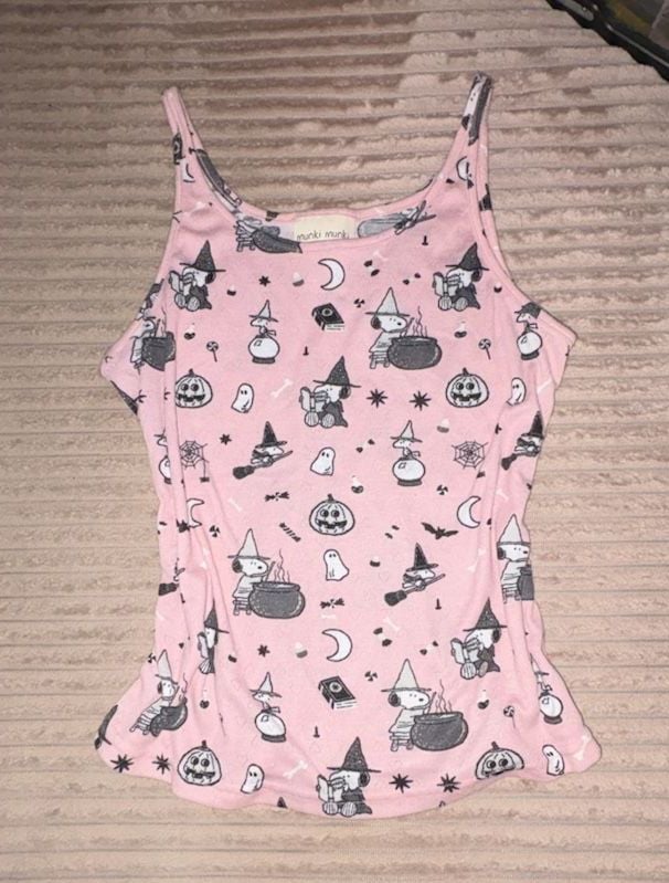 Munki Munki Peanuts Halloween Snoopy Pink Cami and Short Pajama Set Size M 2