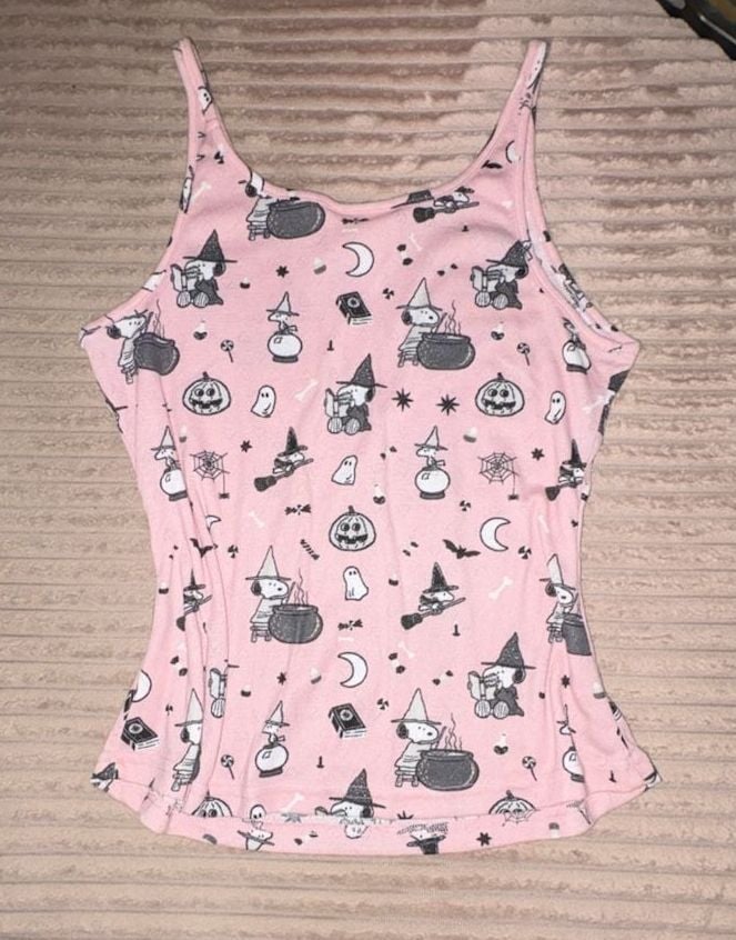Munki Munki Peanuts Halloween Snoopy Pink Cami and Short Pajama Set Size M 3