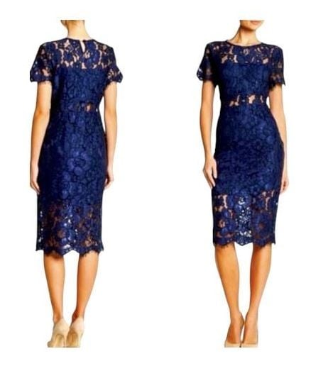NSR Royal Blue Cap Sleeve Peekaboo Lace Midi Dress, Size Small 2
