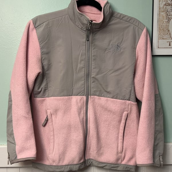 The North Face Pink Gray Zip Polartec Girl Youth Jacket L