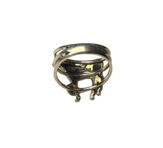 Vintage Sterling Silver Onyx & Howlite Inlay Horse Ring | Southwestern Ring 7.5 6