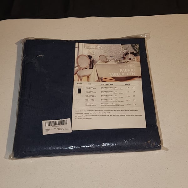 Veblandy Fabric Tablecloth Navy Blue 60in x 84in