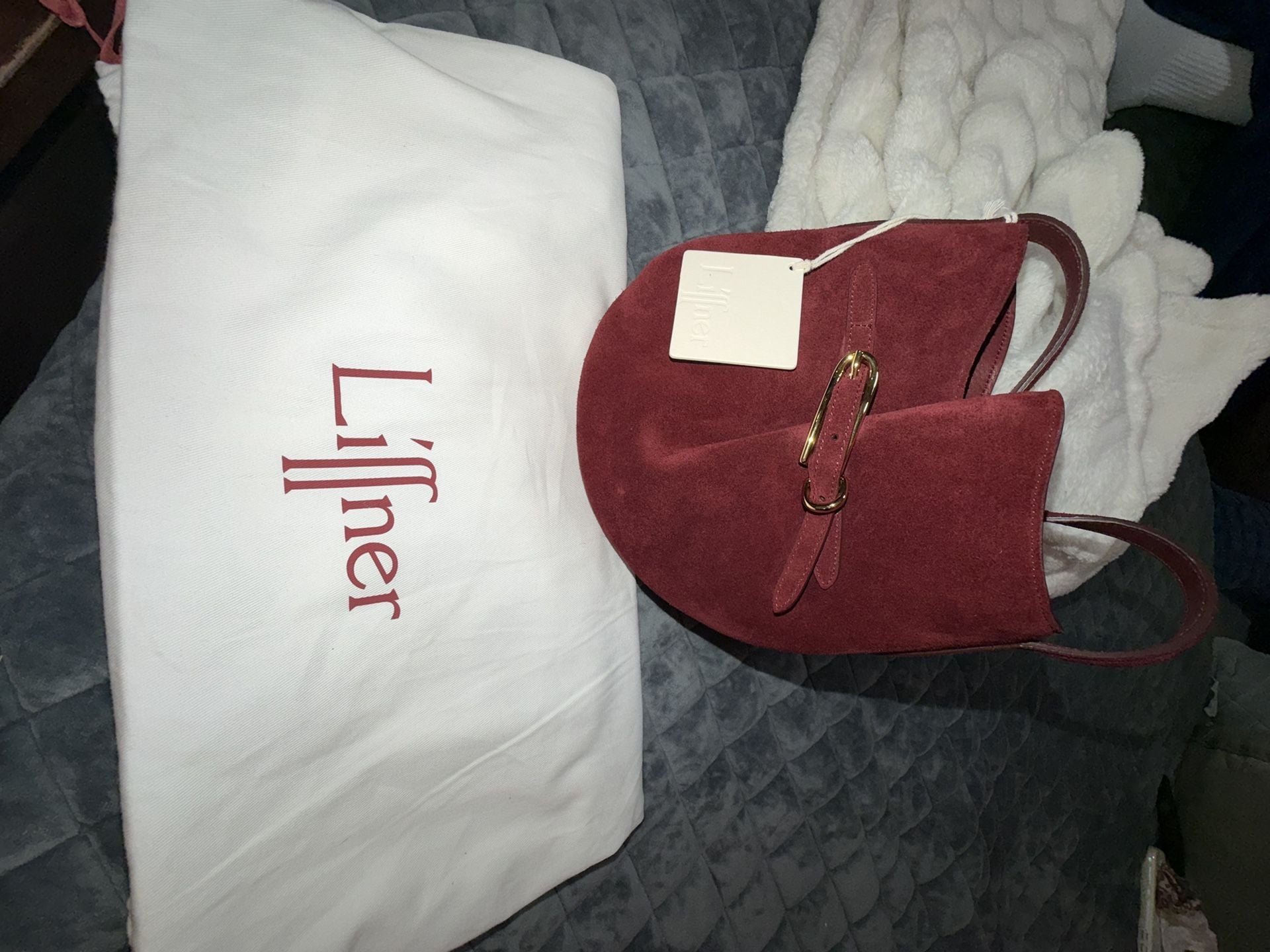 Liffner Belted Suede Bucket Bag 3