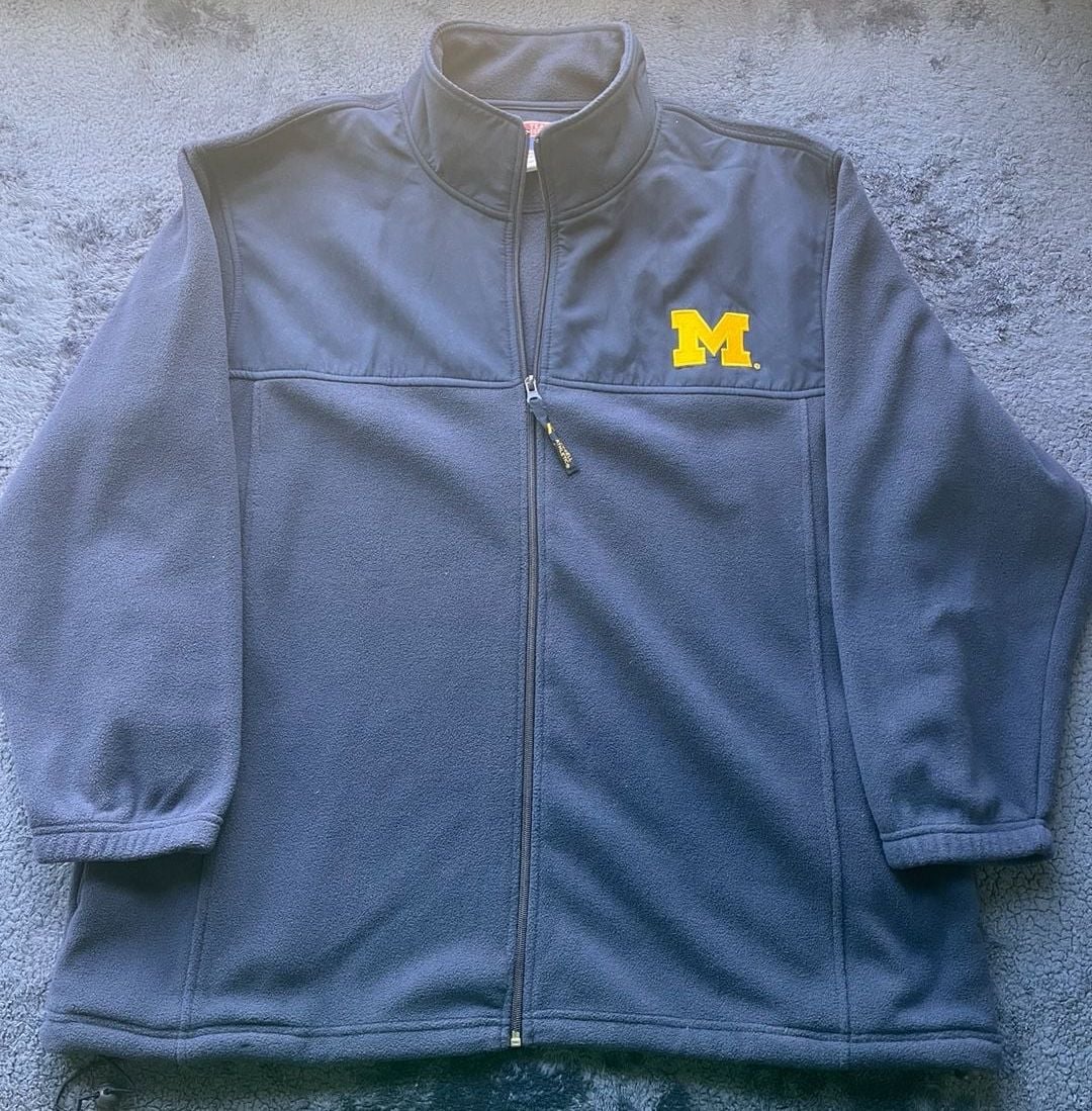 Russell Athletic Team Issue Michigan Wolverines Full-Zip Fleece Jacket Navy 1X 2