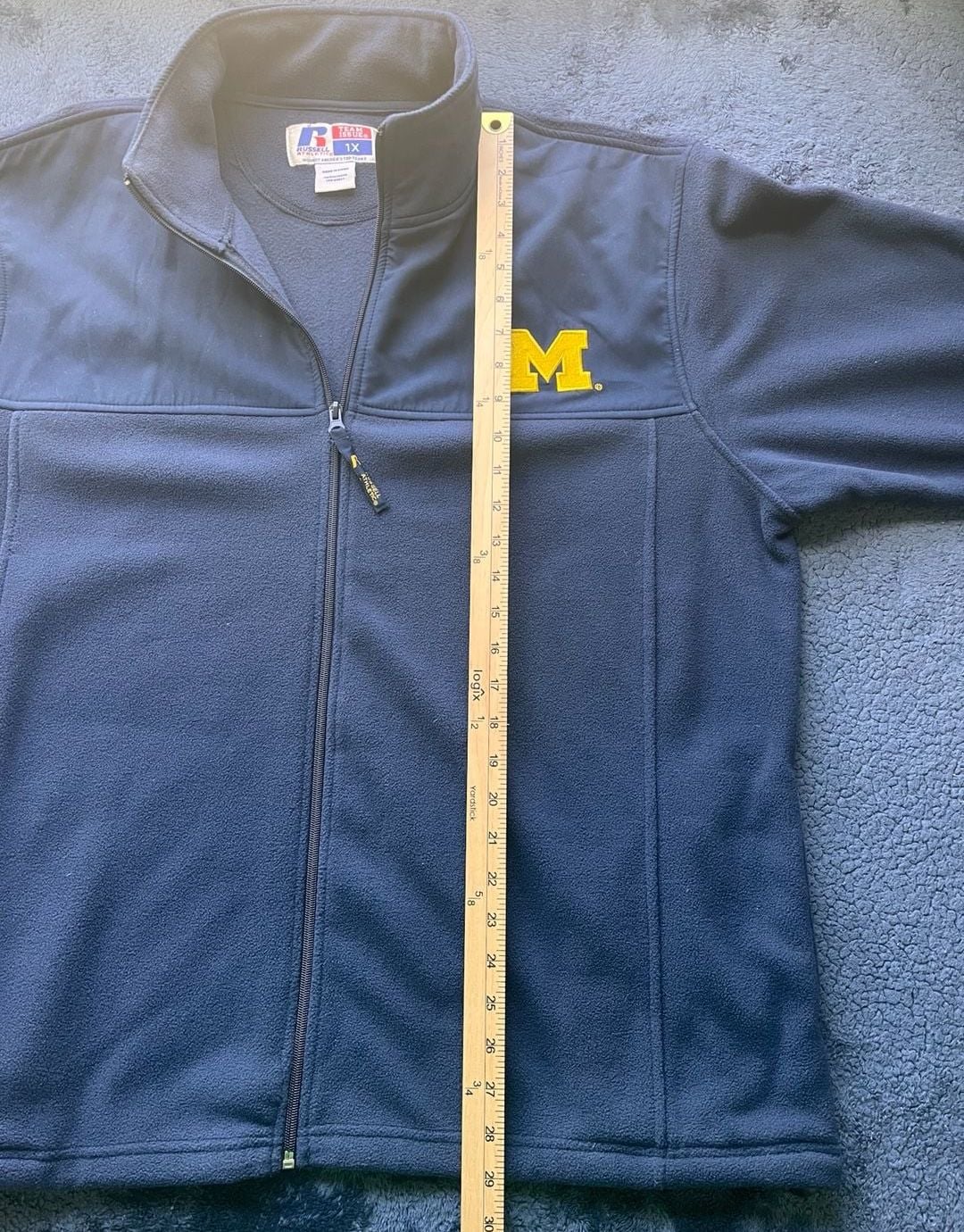 Russell Athletic Team Issue Michigan Wolverines Full-Zip Fleece Jacket Navy 1X 7