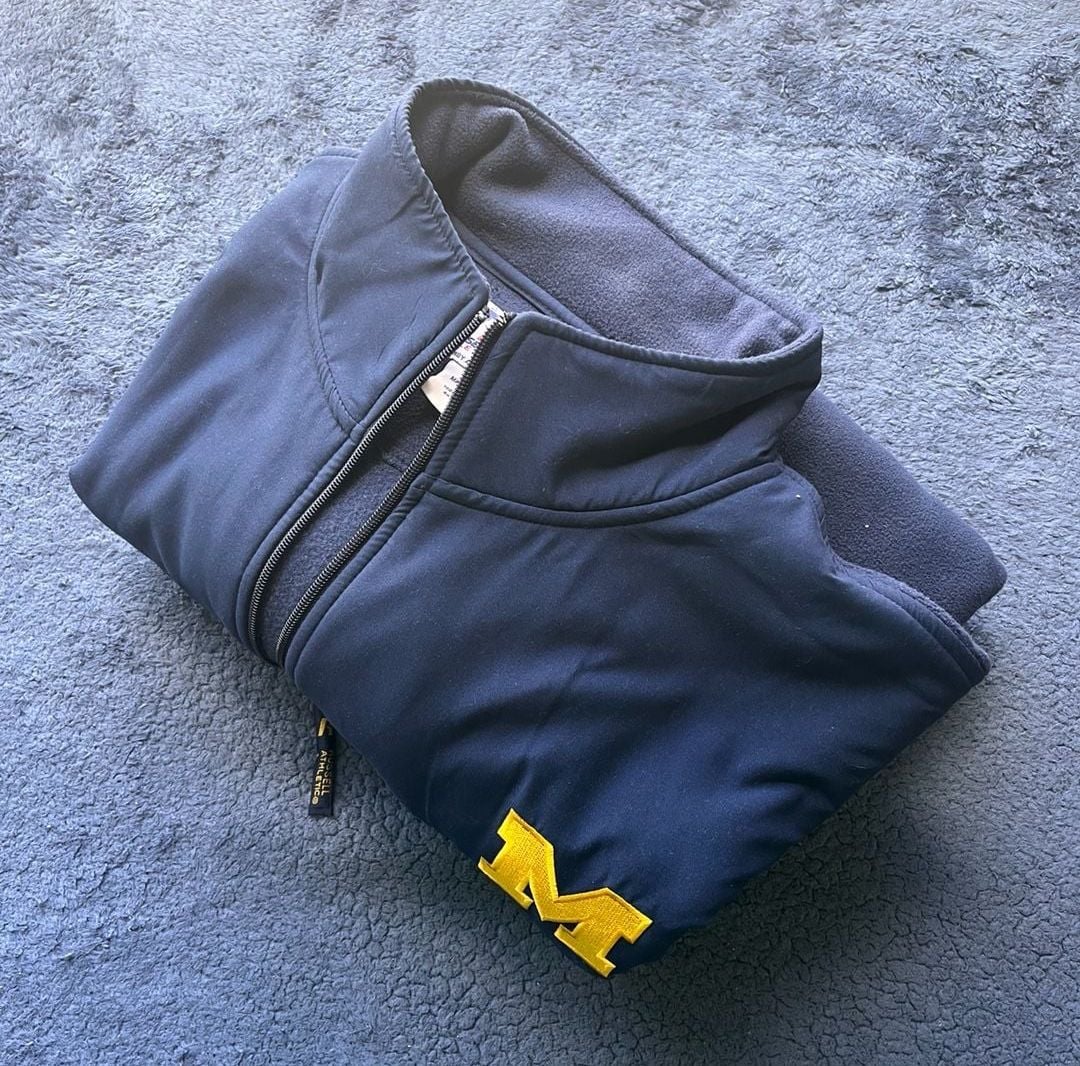 Russell Athletic Team Issue Michigan Wolverines Full-Zip Fleece Jacket Navy 1X 9