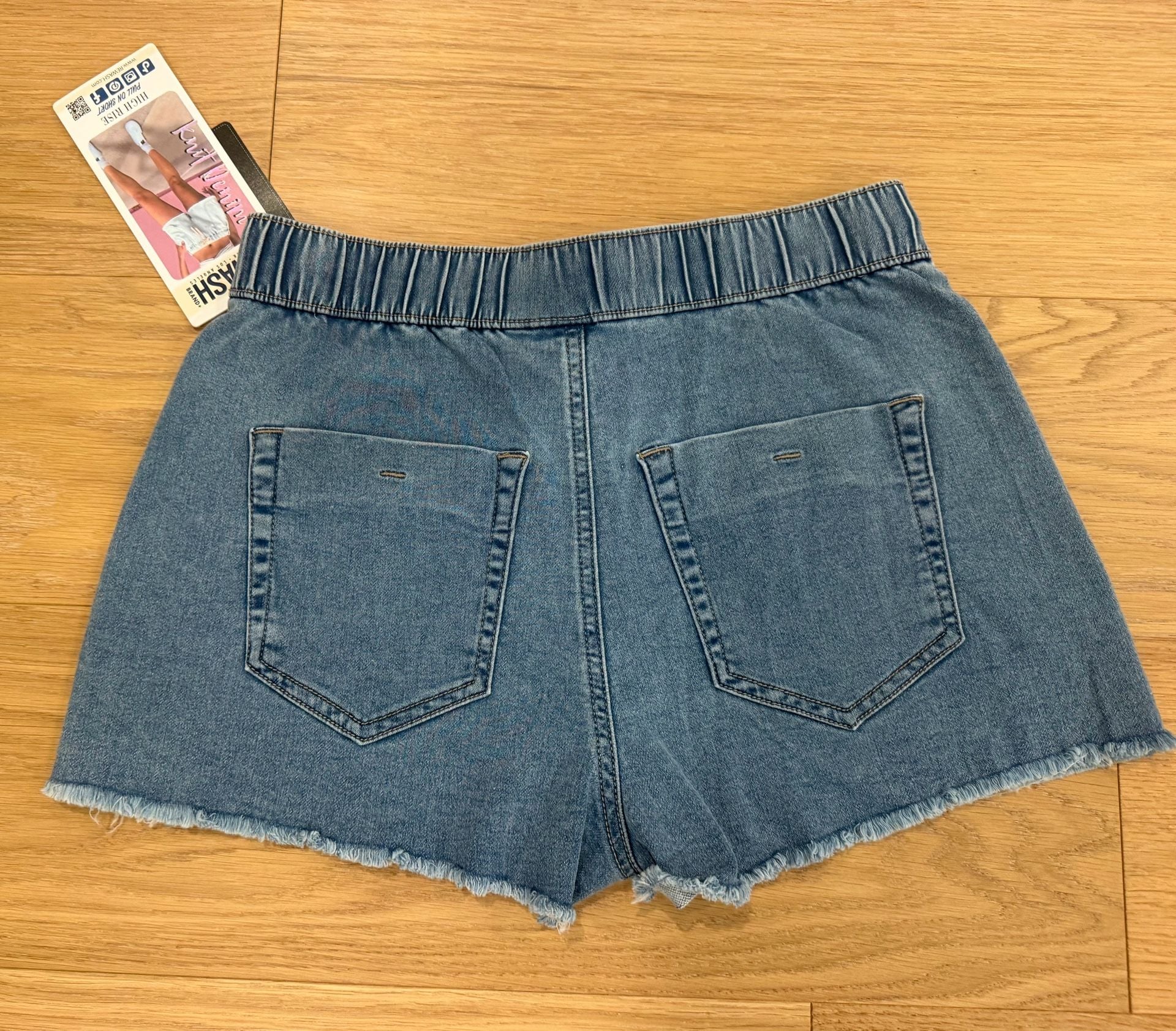 Gen Z Elastic Drawstring High Waist Patch Pocket Loose Casual Denim-Look 3