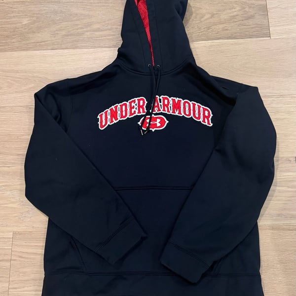 Gen Z Bloke Under Armour Mens Black Red Spell Out Hooded Sweatshirt 