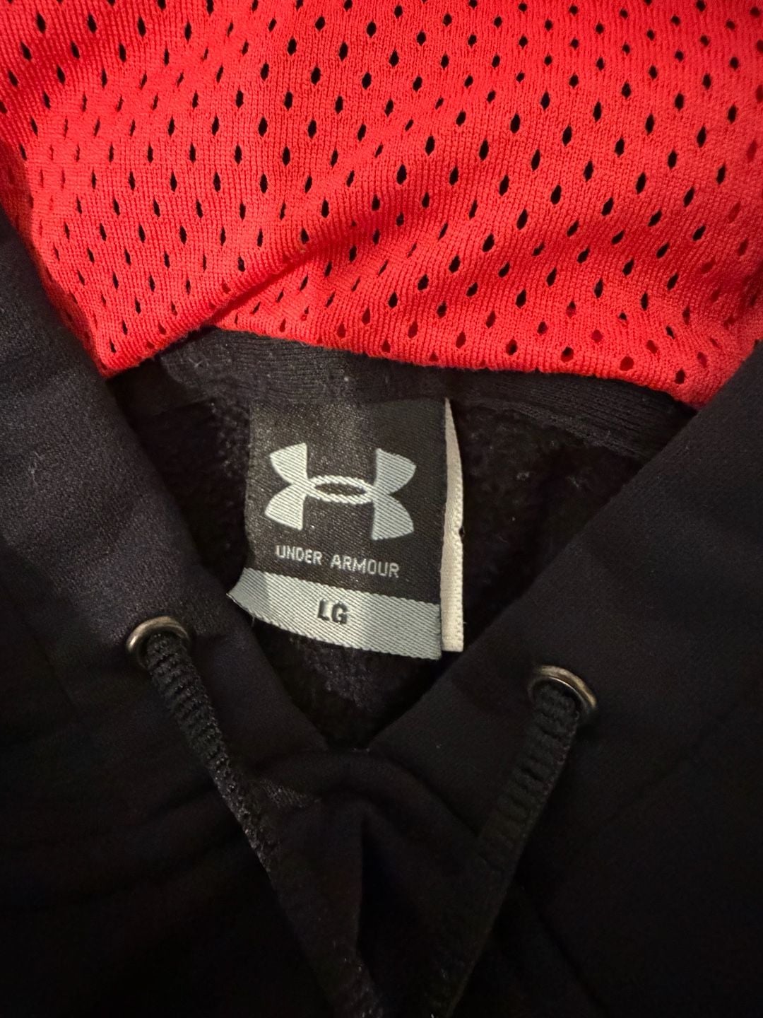 Gen Z Bloke Under Armour Mens Black Red Spell Out Hooded Sweatshirt 3