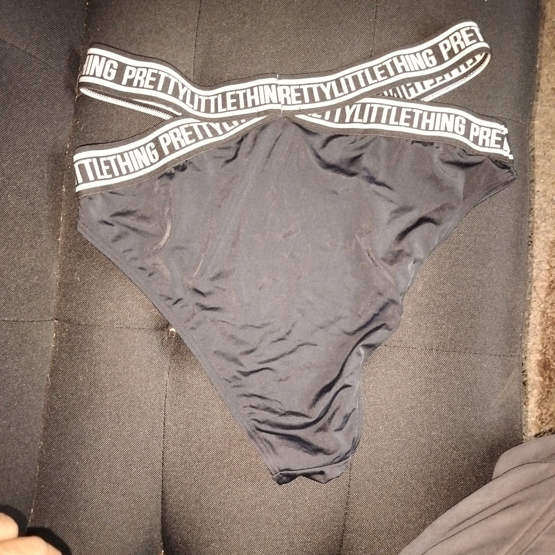 PrettyLittleThing Black Strap Triangle Bikini Set with Branded Elastic Straps 7