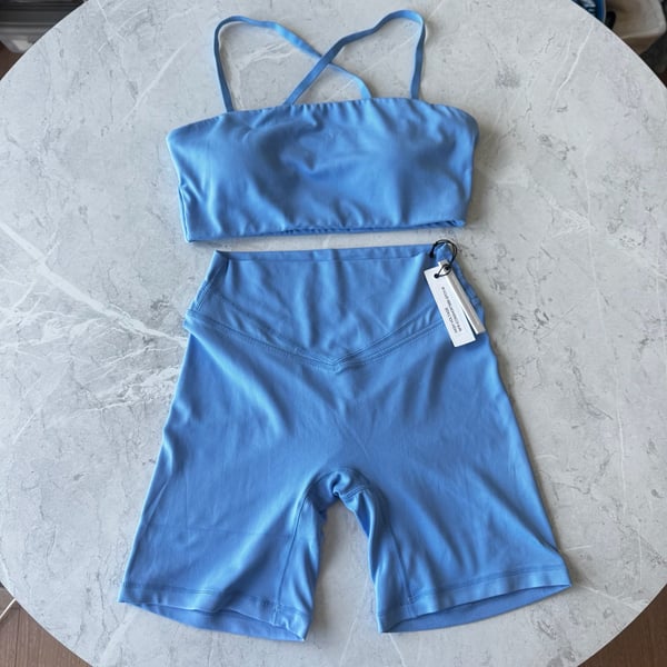 Paragon Reluna High Voltage Bandeau Bralette and Icon Short Set - Baby Blue