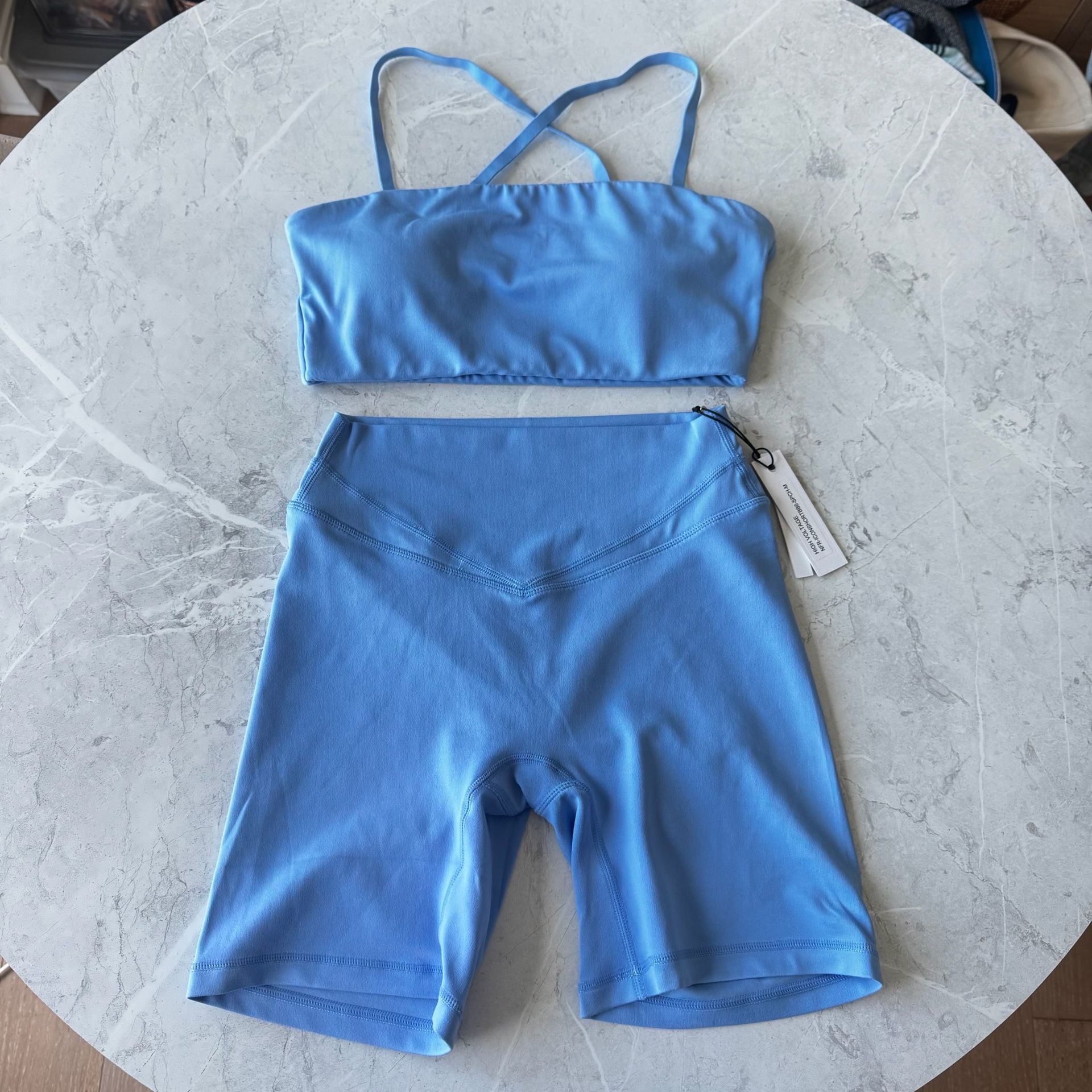 Paragon Reluna High Voltage Bandeau Bralette and Icon Short Set - Baby Blue 2