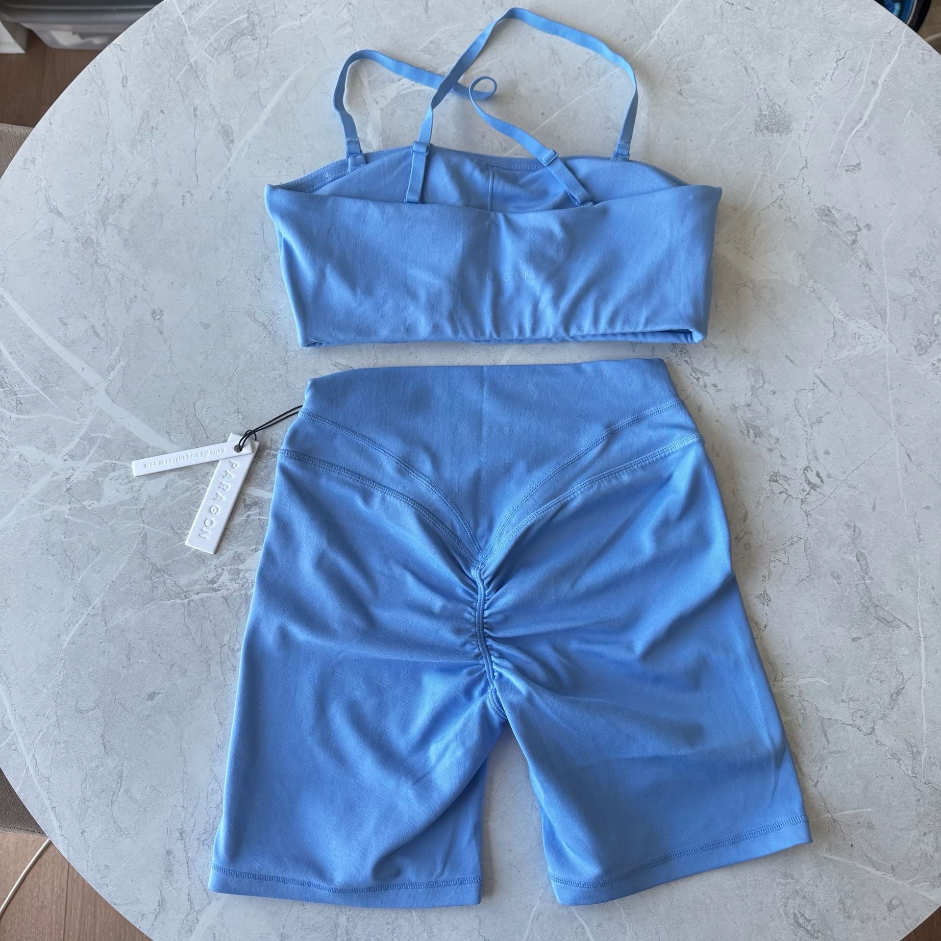Paragon Reluna High Voltage Bandeau Bralette and Icon Short Set - Baby Blue 3