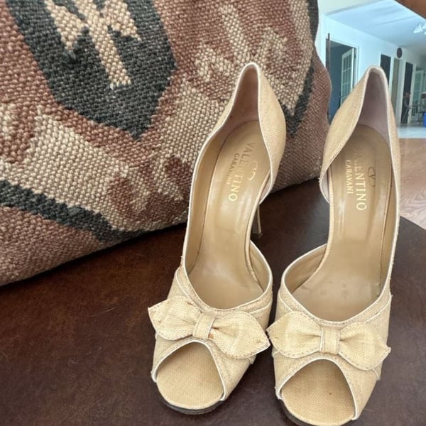 Valentino Garavani D'Orsay Open-Toe Pumps with Bow