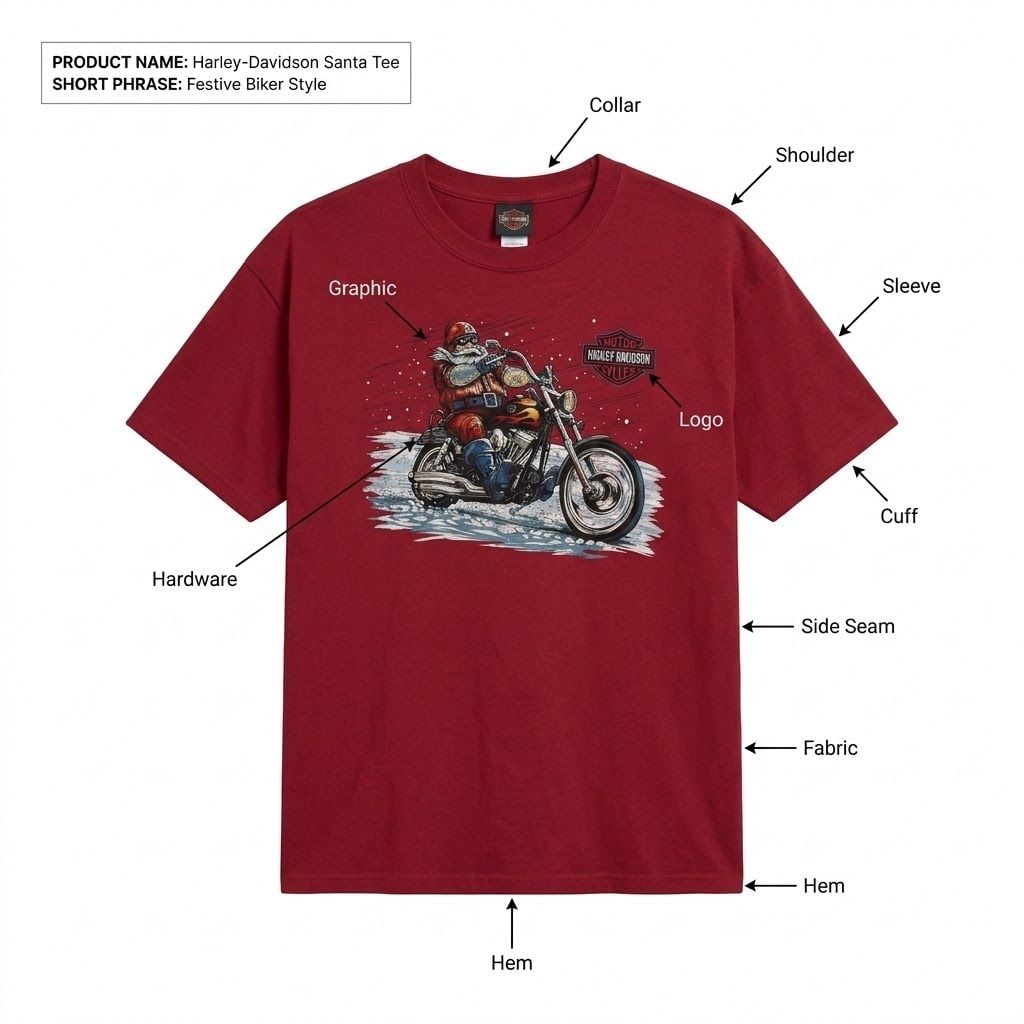 Harley-Davidson Men's 3XL Christmas T-Shirt with Santa Claus on Motorcycle 4
