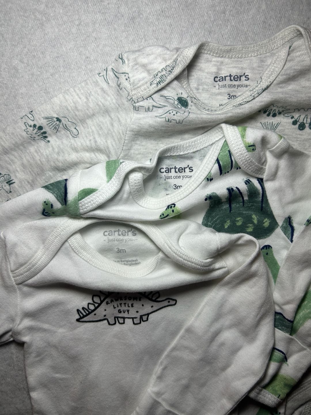 Carter's Just One You Baby Boys' 3pk Bodysuit - Dinosaur Print, Size 3M 4