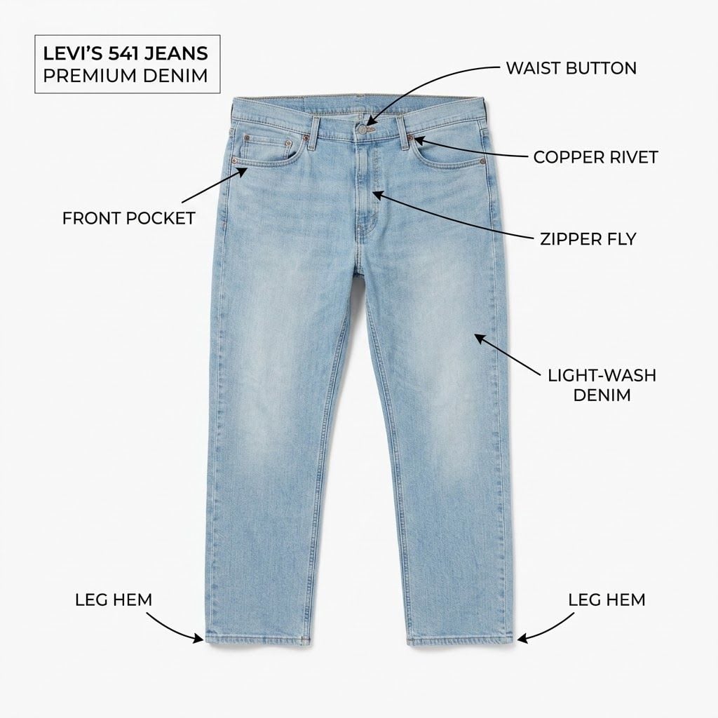 Levi's 541 Men's Straight Fit Jeans, Medium Wash, 44W / 30L 3