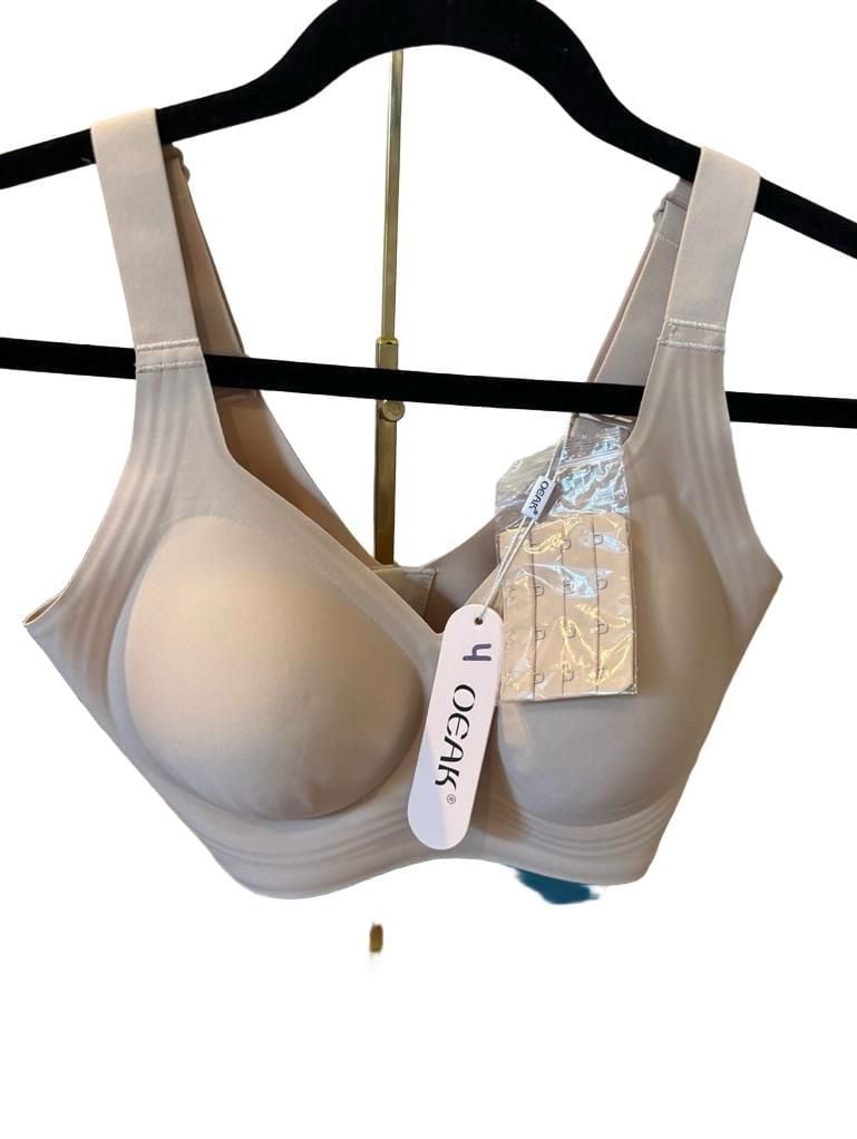 OEAK Seam & Wireless PushUp Bra w/Lifting Support Band, Size S Nude 2