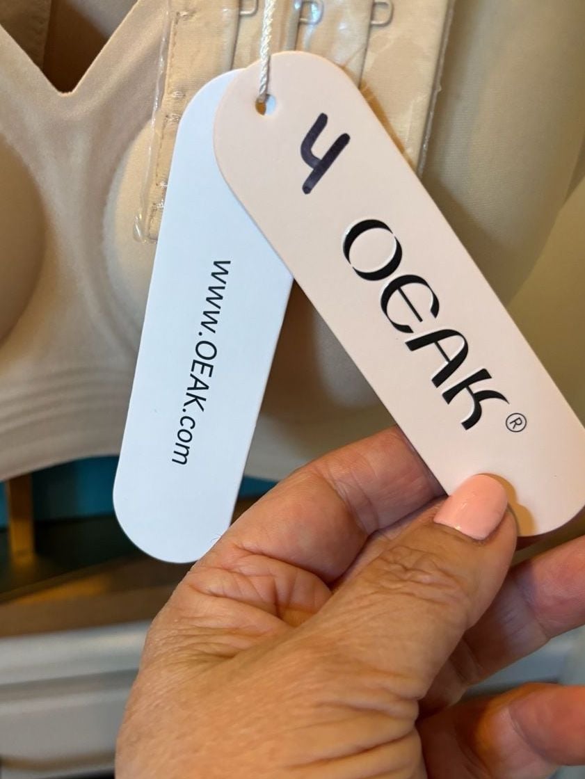 OEAK Seam & Wireless PushUp Bra w/Lifting Support Band, Size S Nude 4
