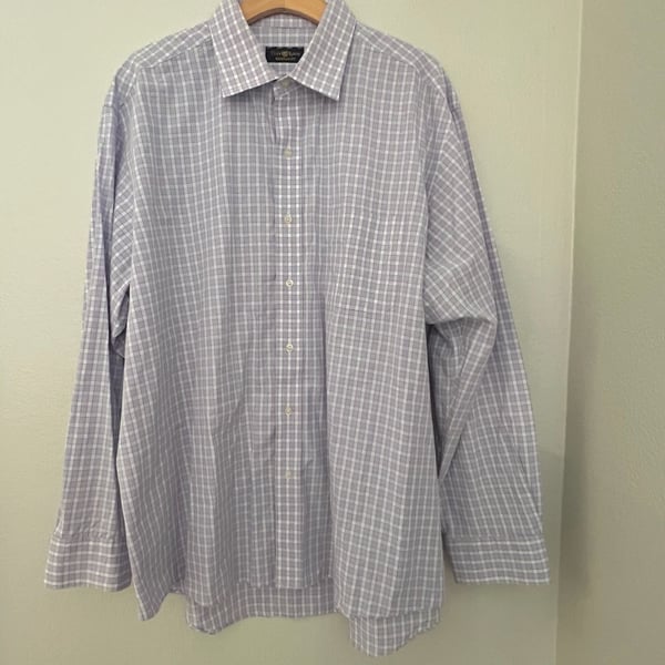 Club Room Men's Purple Plaid Regular Fit Long Sleeve Button Up Dress Shirt New with out tags 