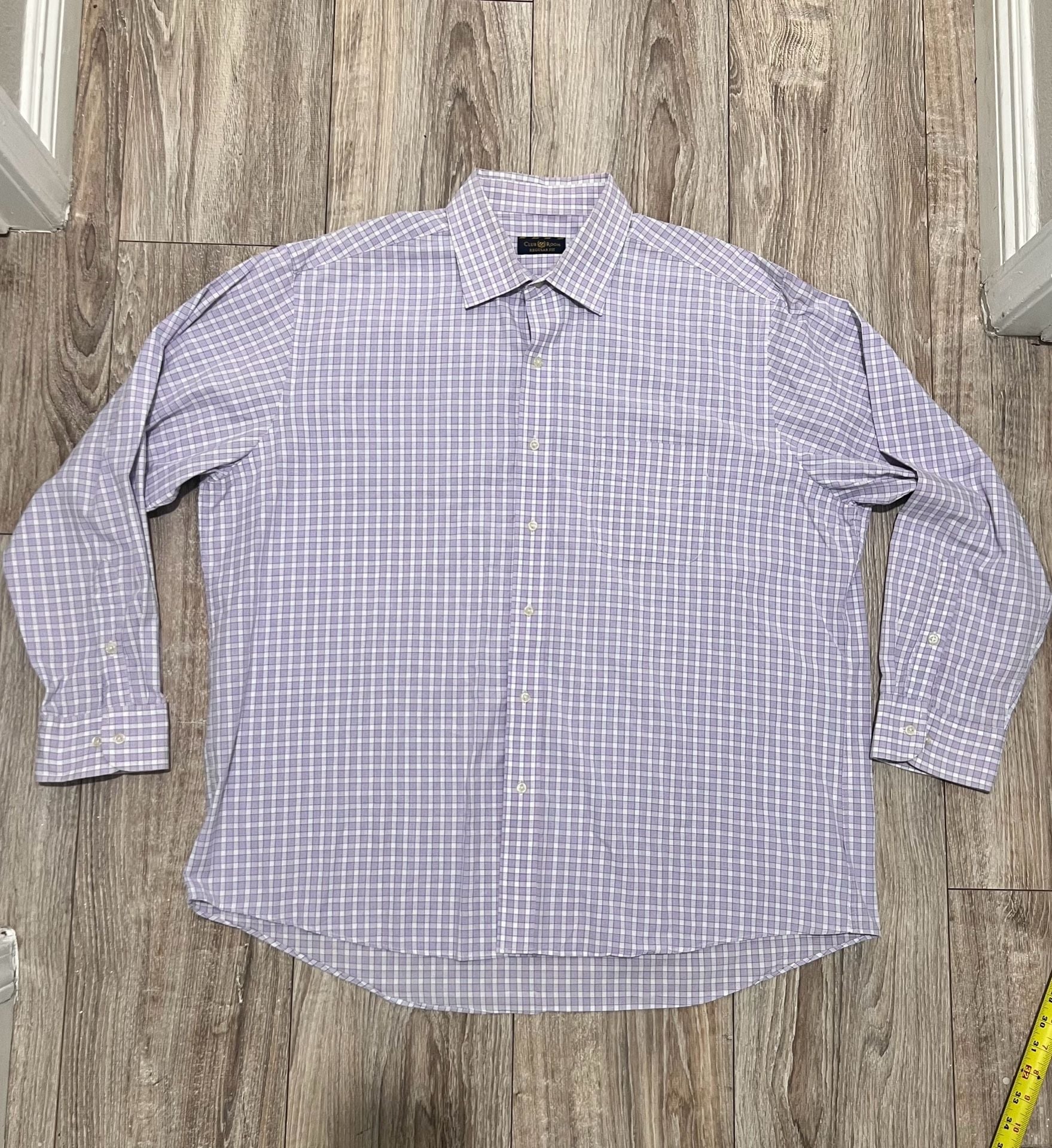 Club Room Men's Purple Plaid Regular Fit Long Sleeve Button Up Dress Shirt New with out tags 3
