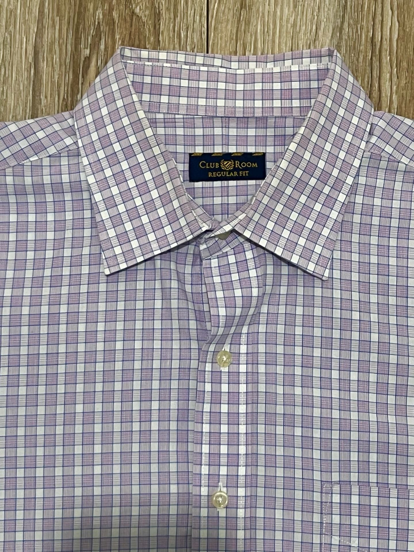 Club Room Men's Purple Plaid Regular Fit Long Sleeve Button Up Dress Shirt New with out tags 4