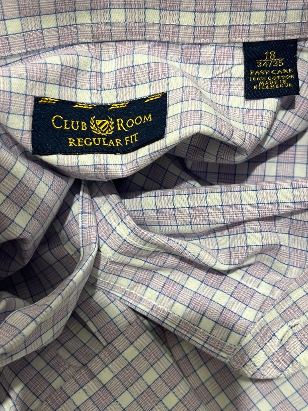 Club Room Men's Purple Plaid Regular Fit Long Sleeve Button Up Dress Shirt New with out tags 5