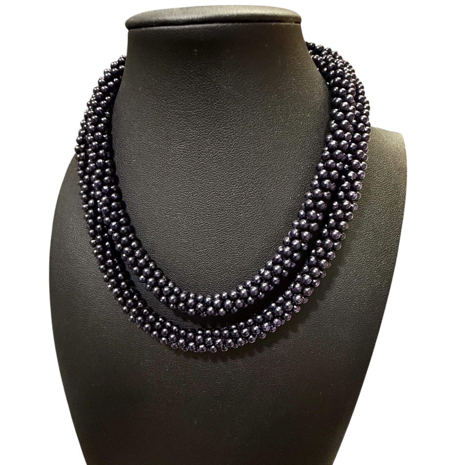 Peacock Freshwater Pearl Woven Beaded 29” Necklace, 32 Grams 3