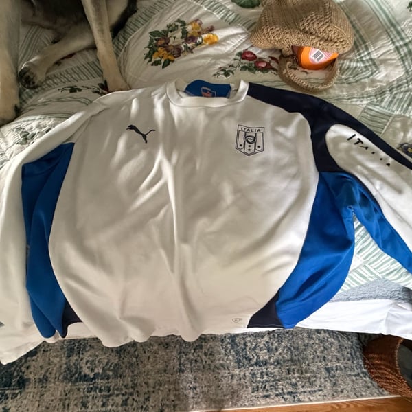 Puma Italia FIGC Sportlifestyle Long Sleeve Training Jersey Shirt White Blue Size XXL