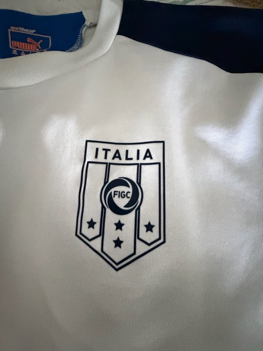Puma Italia FIGC Sportlifestyle Long Sleeve Training Jersey Shirt White Blue Size XXL 4